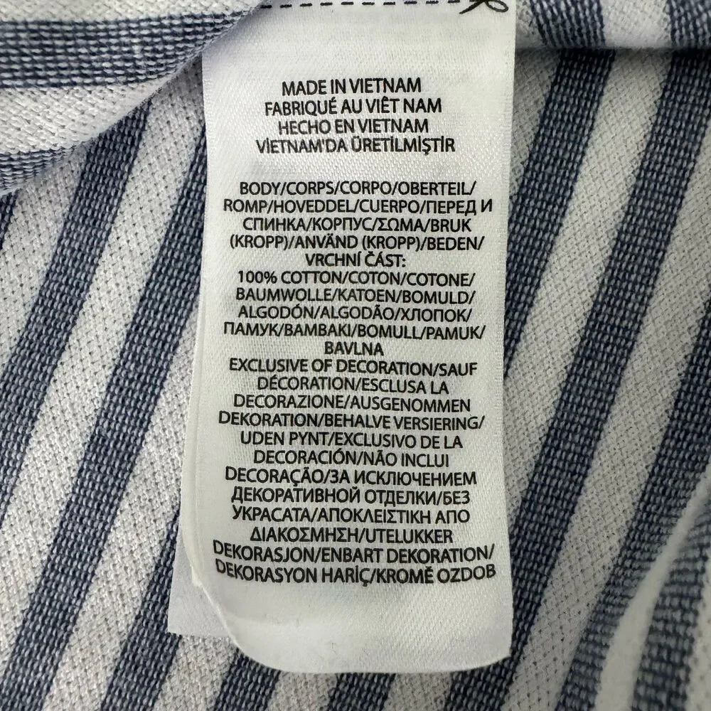 Polo Ralph Lauren Classic Fit Polo Men Medium White Gray Striped Cotton Shirt